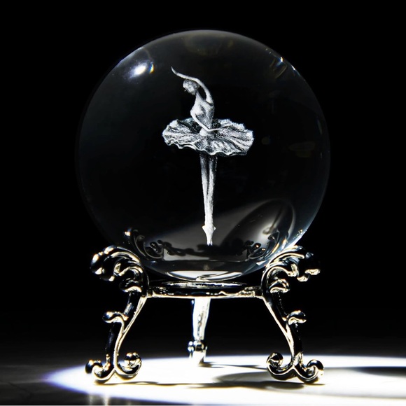 Accessories - 3D Laser Engraved Ballerina Dancing Crystal Ball Paperweight Elegant Ballet